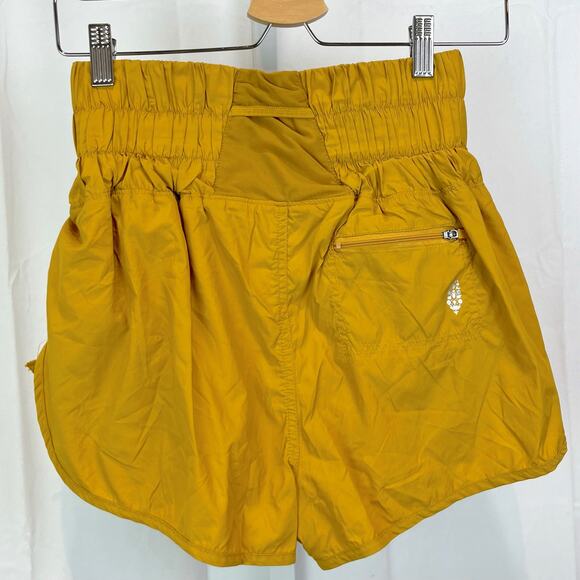 FREE PEOPLE Movement S The Way Home Shorts Smocked Waist Mustard Yellow Gold - Picture 2 of 10